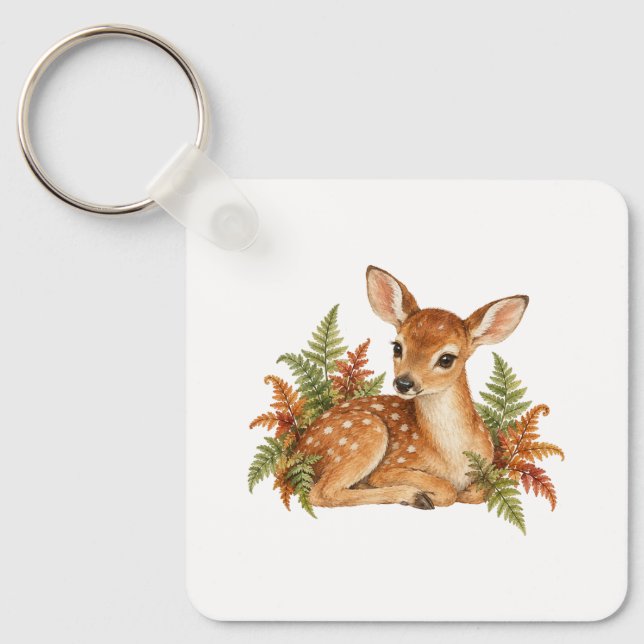 Fawn Among Ferns Keychain (Front)