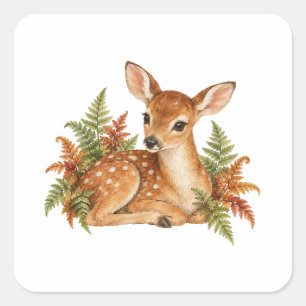 Fawn Among Ferns Square Sticker