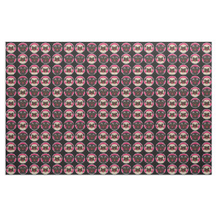 Fawn and Black Pug Heads on Black Fabric
