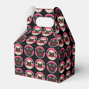 Fawn and Black Pugs in Circles Pattern Party Favor Box
