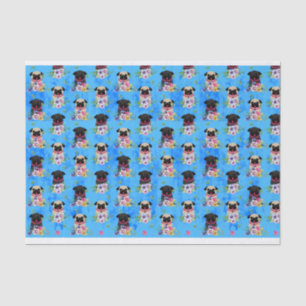 Fawn and Black Pugs In Spring Flowers Tissue Paper
