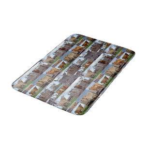Fawn And Brown Highland Cows Photo Collage, Bath Mat