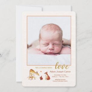 Fawn and Friends Photo Birth Announcement
