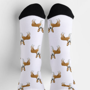 Fawn And White Boston Terrier Cartoon Dog Pattern Socks