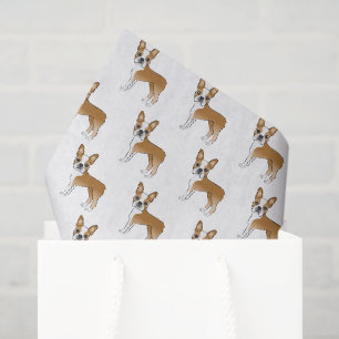 Fawn And White Boston Terrier Cartoon Dog Pattern Tissue Paper