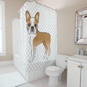 Fawn And White Boston Terrier Cartoon Dog & Paws