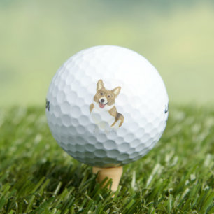 Fawn and White Corgi Golf Balls