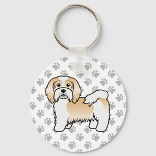 Fawn And White Havanese Cute Cartoon Dog Keychain