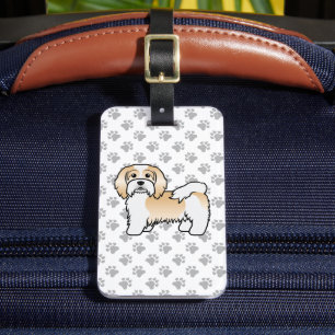 Fawn And White Havanese Cute Cartoon Dog & Text Luggage Tag