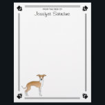 Fawn And White Italian Greyhound And Paws & Text Letterhead<br><div class="desc">An original Destei design highlighting the Italian Greyhound breed. Perfect for dog lovers or anyone looking to celebrate this beloved sighthound in style.</div>