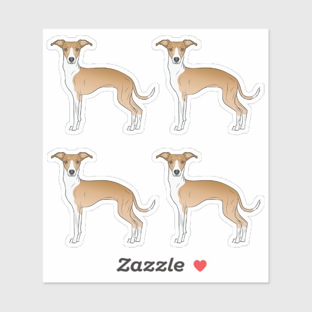 Fawn And White Italian Greyhound Cartoon Dogs (Sheet)