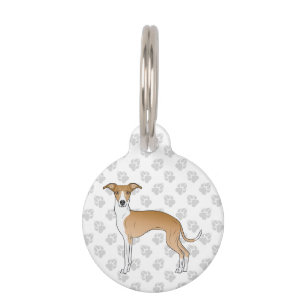 Fawn And White Italian Greyhound Cute Cartoon Dog Pet Tag