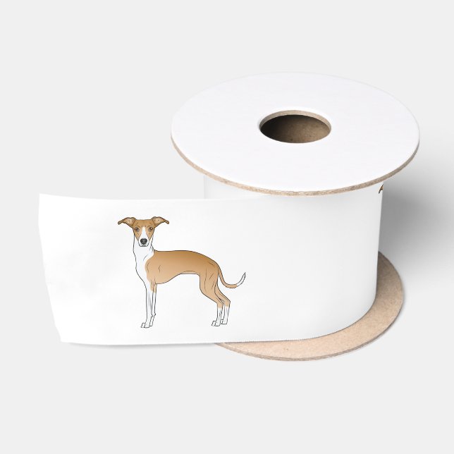 Fawn And White Italian Greyhound Cute Cartoon Dogs Satin Ribbon (Spool)