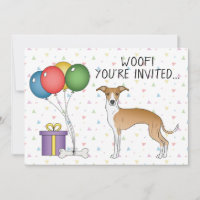 Fawn And White Italian Greyhound Cute Dog Birthday