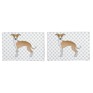 Fawn And White Italian Greyhound Dog With Paws Pillowcase