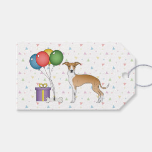 Fawn And White Italian Greyhound - Happy Birthday Gift Tags