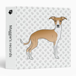 Fawn And White Italian Greyhound With Custom Text Binder