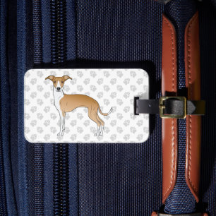 Fawn And White Italian Greyhound With Custom Text Luggage Tag