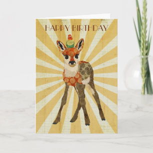 FAWN & BIRD Birthday Card