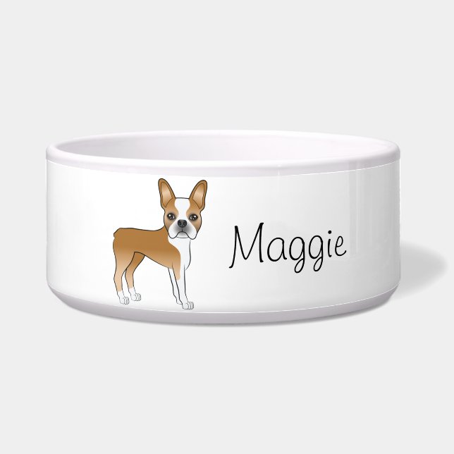 Fawn Boston Terrier Cute Cartoon Dog With A Name (Front)