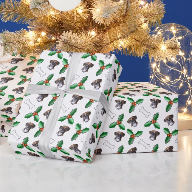Fawn Boxer Dog Wrapping Paper (Holidays)