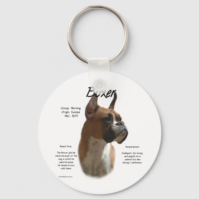 Fawn Boxer History  Keychain (Front)