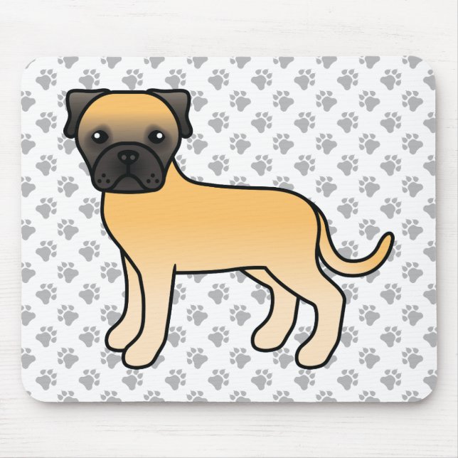 Fawn Bullmastiff Cute Cartoon Dog Mouse Pad (Front)