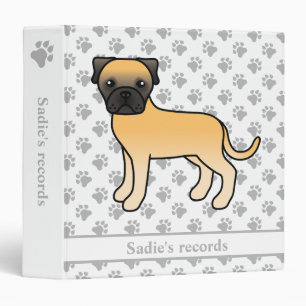 Fawn Bullmastiff Cute Cartoon Dog & Text Binder