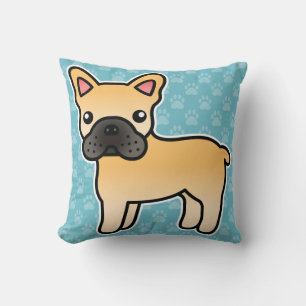 Fawn Cartoon French Bulldog Throw Pillow