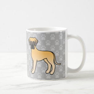 Fawn Cartoon Great Dane Dogs On Grey Coffee Mug