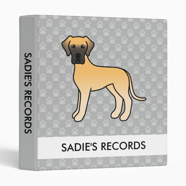 Fawn Cartoon Great Dane With Custom Text Binder (Front/Spine)