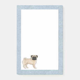 Fawn Coat Colour Pug Mops Dog Breed Design Blue Post-it Notes