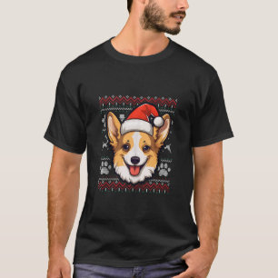 Fawn Corgi Santa Hat Christmas Funny Dog Mom Dad T T-Shirt