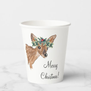 Fawn Deer Personalized Paper Christmas Cups