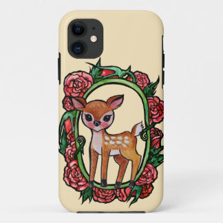 Fawn Deer Red Roses                                iPhone 11 Case