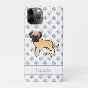 Fawn English Mastiff Cute Cartoon Dog & Name iPhone 11 Pro Case