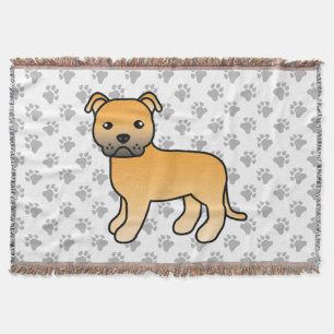 Fawn English Staffordshire Bull Terrier Dog Throw Blanket