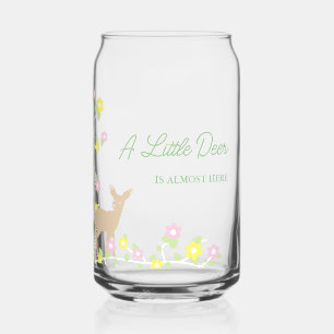 Fawn Floral Girl Baby Shower Can Glass