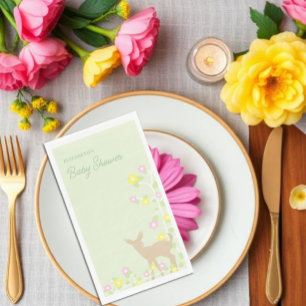 Fawn Floral Girl Baby Shower Napkin