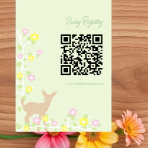 Fawn Floral Girl Baby Shower Registry Enclosure Card