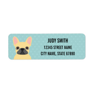 Fawn French Bulldog Blue Return Address Label