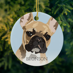 Fawn French Bulldog Christmas Ceramic Ornament