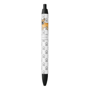 Fawn French Bulldog Cute Cartoon Dog & Name Black Ink Pen