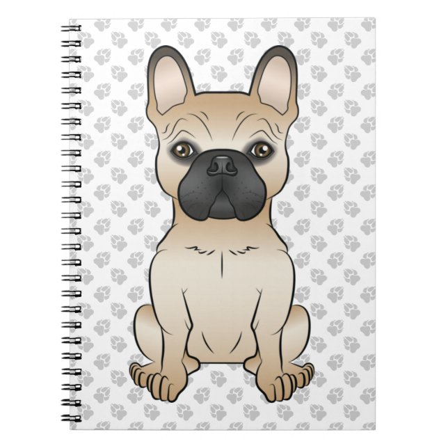 Fawn French Bulldog / Frenchie Cartoon Dog & Paws Notebook (Front)