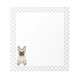 Fawn French Bulldog / Frenchie Cartoon Dog & Paws Notepad