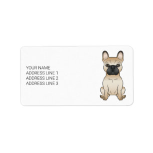 Fawn French Bulldog / Frenchie Cartoon Dog & Text Label