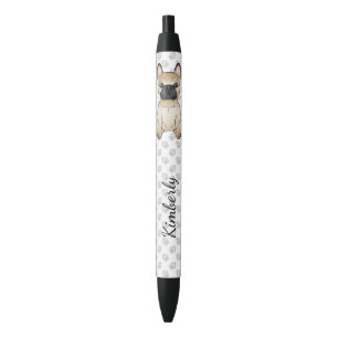 Fawn French Bulldog / Frenchie With Paws & Name Black Ink Pen