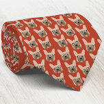 Fawn French Bulldog Red Neck Tie<br><div class="desc">A fun little Fawn French Bulldog or Frenchie pattern on a red background. Great for all dog lovers, pet sitters, dog walkers and veterinarians. Original art by Nic Squirrell.</div>