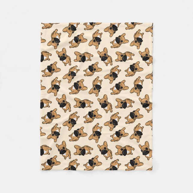 Fawn Frenchie Puppy Fleece Blanket (Front)