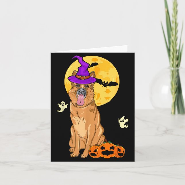 Fawn German Shepherd Witch Halloween Costume Dog Card (Front)